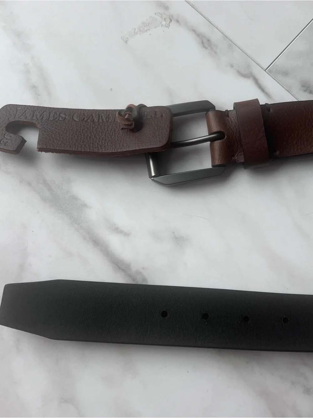 James Campbell Men's  Brown Leather Belt Size 36